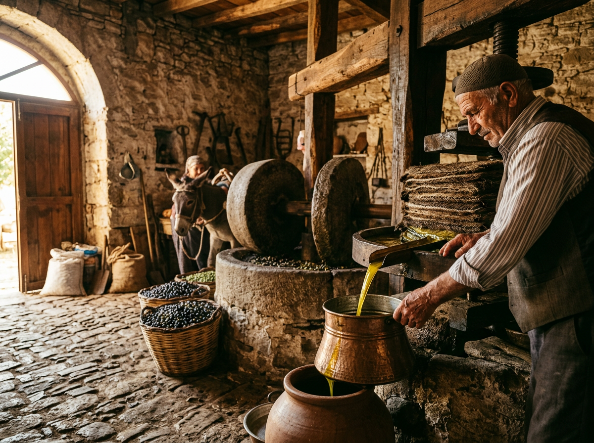 Traditional olive oil production